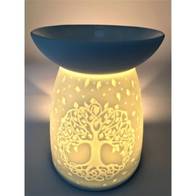 Mani Bhadra Aroma lampa Tree of Life bílá keramika 12,5 x 9,5 cm – Zboží Dáma