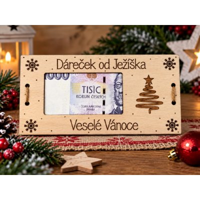 Dekorace z Řečice Dřevěná dárková karta/přání od Ježíška vánoční – Hledejceny.cz