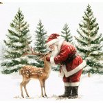 ti-flair Ubrousek 33x33cm Santa se srncem v lese – Zboží Mobilmania