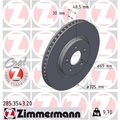 Brzdový kotouč ZIMMERMANN 285.3543.20 – Sleviste.cz
