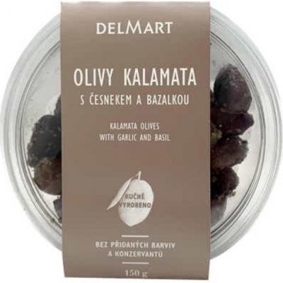 Delmart Olivy Kalamata s česnekem a bazalkou 150 g – Zboží Dáma