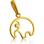 Šperky Eshop Přívěsek z 9K žlutého zlata obrys slona s chobotem čirý zirkon S4GG245.57