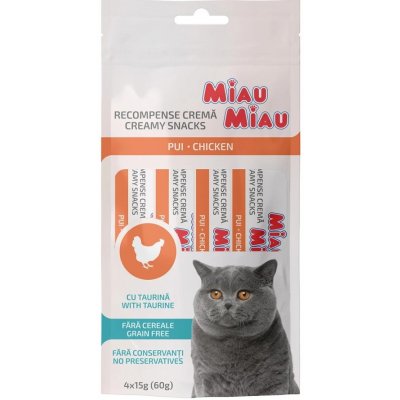 Miau Miau Creamy Snacks Cat kuřecí 4 x 15 g – Zboží Mobilmania