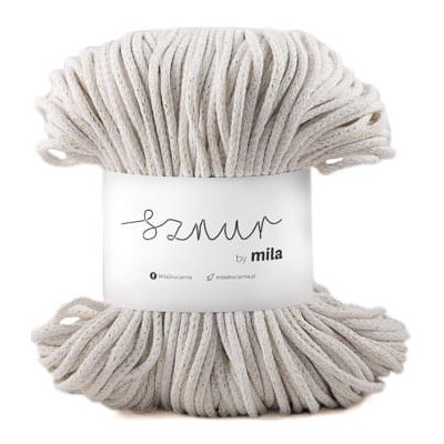 MILA Bavlněná šňůra Glitter 3mm - Bílá zlatá/PG103 – Zboží Dáma