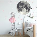 INSPIO 9072f Samolepka na zeď - Měsíc a dívka na žebříku, velikost 90 x 110/110 cm – Zboží Mobilmania