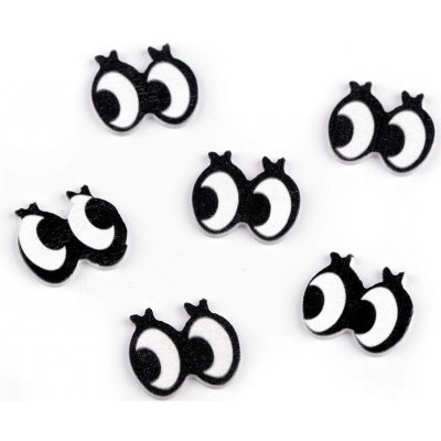 Dřevěné oči k nalepení 18x16 mm - bílá černá (10 ks) – Zboží Dáma
