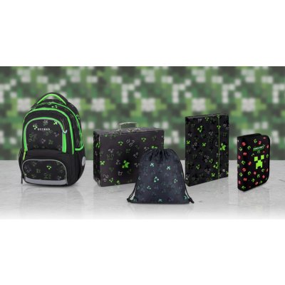 Minecraft Oxybag Školní sada 5 ks set batoh OXY NEXT Green Cube ve stylu Minecraft, penál, sáček, box, kufr 9-14625/05 – Zbozi.Blesk.cz