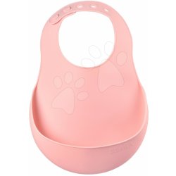 Silicone Bib Old Pink Beaba z měkkého silikonu a knoflíky růžový