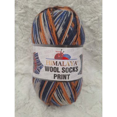 Himalaya Příze Wool socks print - S49-04 modro-oranžovo-světlá – Hledejceny.cz
