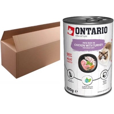 Ontario Cat Chicken with Turkey flavoured with Sea Buckthorn 6 x 400 g – Hledejceny.cz