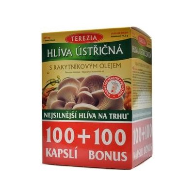 Terezia Company Hlíva ústřičná se 100% rakytníkovým olejem 100 kapslí + 100 kapslí ZDARMA – Zboží Živě