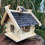 Darlux Ptačí budka rustik, světlé dřevo, černá střecha černá – Zboží Dáma