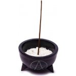 Mani Bhadra Stojánek na vonné tyčinky a kužely Miska Pentagram černý mastek s kamínky 10 x 6 cm – Zboží Dáma