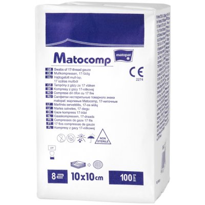 Matocomp komprese z gázy 10 x 10cm 100 ks – Hledejceny.cz