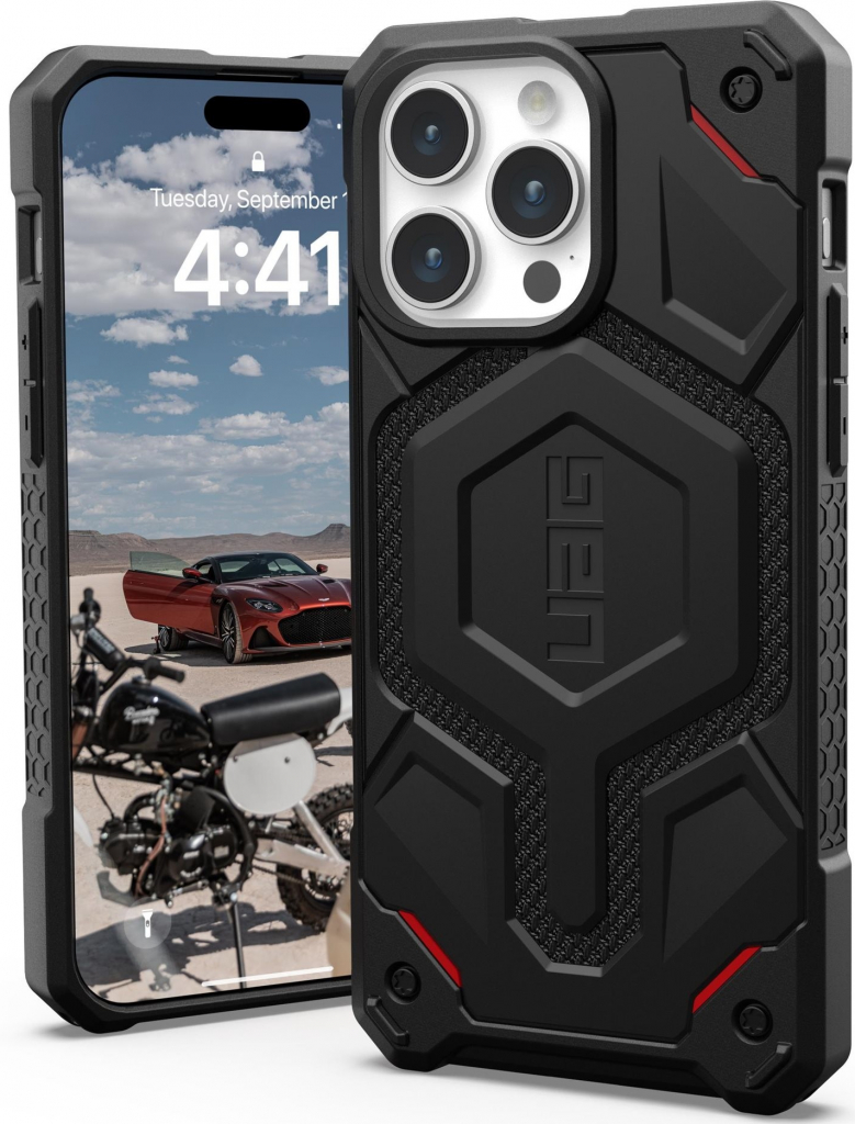 Pouzdro UAG Monarch Pro MagSafe iPhone 15 Pro Max kevlar černé