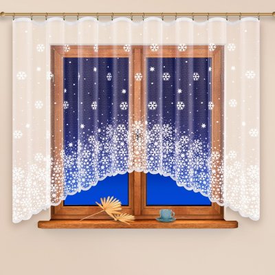 Oblouková vánoční záclona Vločka Bez řasící pásky 150x300 – Zboží Mobilmania