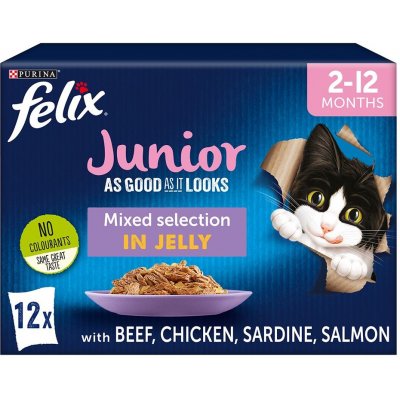 Felix Fantastic Junior kuřecí hovězí losos sardinky 12 x 85 g – Zboží Mobilmania