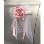 Mašlička dekorační bílá s LUX růžičkou - 2ks - starorůžová – Zboží Dáma