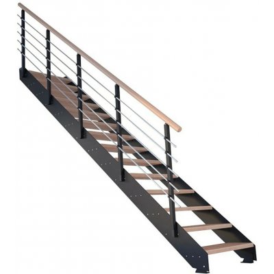 StarWood Kovové schody Kos 16 st. dub olej. 105 cm kov. zábradlí černá – Zboží Mobilmania