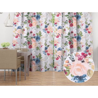 Biante Bavlněný závěs Sandra SA-387 Velké žluté a modré květy na bílém 150x150 cm – Hledejceny.cz