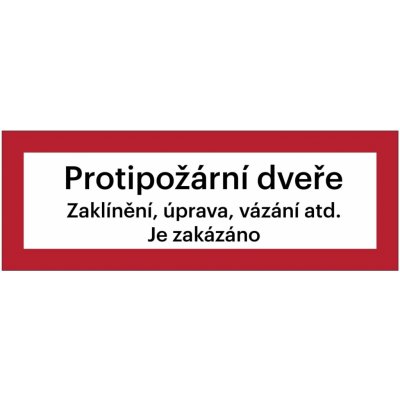Bezpečnostní požární značení, ''Protipožární dveře'' s dodatkem, – fólie, 210×74 mm – Zboží Mobilmania