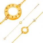 Šperky eshop zlatý obrys kruhu s nápisy Love zirkon čiré barvy GG137.32 – Zboží Mobilmania