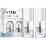 NOBEA Nail care Diamond Strenghtener zpevňující lak na nehty 6 ml + Top coat vrchní ochranný lak na nehty s leskem 6 ml – Zboží Dáma