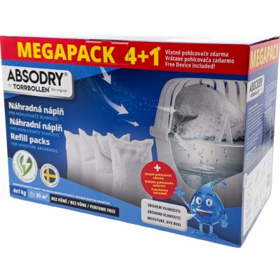 Everbrand Sweden Everbrand MEGAPACK 4 x 1000g náplň pro pohlcovač vlhkosti Absodry Big + pohlcovač GRATIS – Sleviste.cz