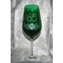 Lužické sklo Jubilejní zelená číše výroční sklenička broušená Kytička dárkové balení satén J-400 600 ml 1 Ks