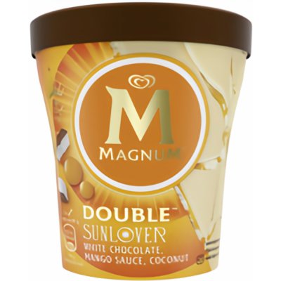 Magnum Double Sunlover White Chocolate & Mango Sauce & Coconut zmrzlina v kelímku 440ml – Zboží Dáma