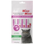 Miau Miau Creamy Snacks Cat losos a kachní 4 x 15 g – Zboží Mobilmania