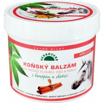 Herbavera Body Massage koňský balzám s konopím a skořicí (Extra Strong) 500 ml