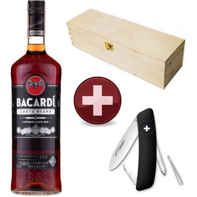 Bacardi Carta Negra 40% 1 l (dárkové balení nůž Swiza D02)