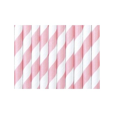 PartyDeco Brčka papírová Světle růžové proužky 10 ks – Hledejceny.cz