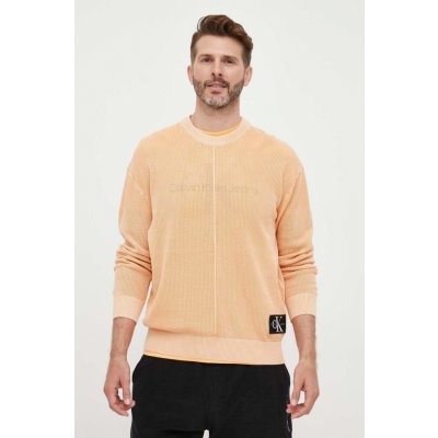 Calvin Klein Jeans bavlněný svetr lehký oranžová – Zboží Mobilmania