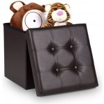 FurniGO Taburetka s úložným prostorem 38x38x38 cm - hnědá – Zboží Dáma