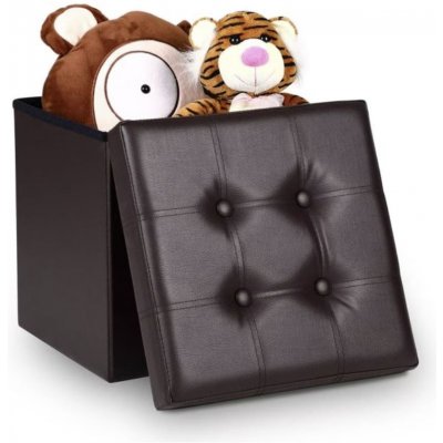 FurniGO Taburetka s úložným prostorem 38x38x38 cm - hnědá – Zboží Dáma