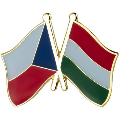 Zlatá brož vlajka Česko-Maďarsko