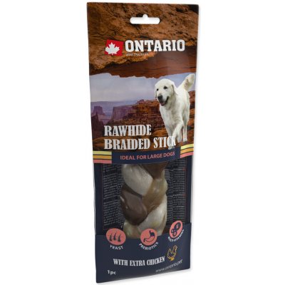 ONTARIO Ontario pletená tyčinka ze surové kůže s kuřecím 20 cm – Zboží Mobilmania