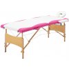 Masážní stůl a židle zahrada-XL Skládací masážní stůl 2 zóny dřevěný bílý a růžový