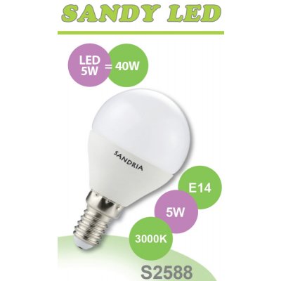 SANDRIA LED žárovka E14 S2588 SANDY LED E14 B45 5W SMD 3000K