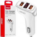 Nabíječka do auta 2x USB-A + tester napětí akumulátoru 3.1A 12/24V AMiO-03887