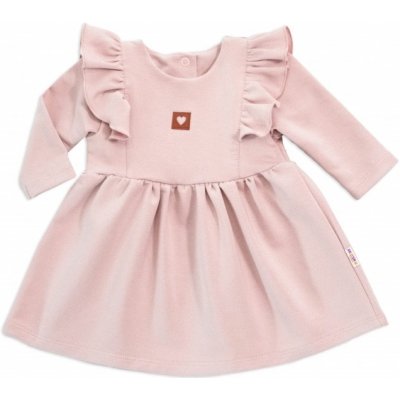 Baby Nellys Dětské teplákové šaty tunika Vintage Love starorůžové – Zboží Dáma