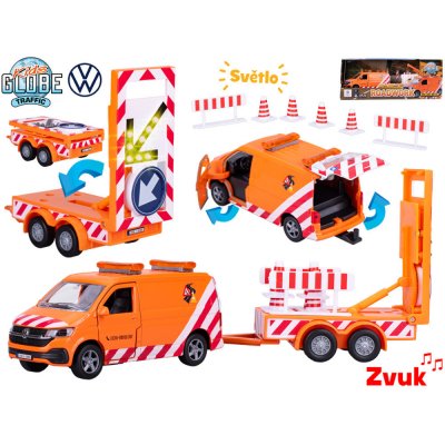 Kids Globe Traffic Volkswagen Transporter 27 cm kov zpětný chod s se světlem a zvukem – Sleviste.cz