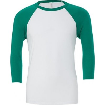 Bella+Canvas Baseballové triko se 3/4 kontrastními rukávy výrazná CV3200 zelená bílá