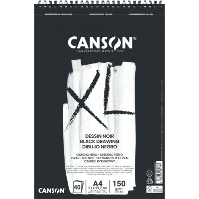 Canson XL Dessin Noir Skicák v kroužkové vazbě A4 150g 40 listů – Zboží Dáma
