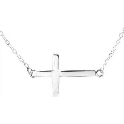 Šperky eshop ze stříbra jemný přívěsek ve tvaru plochého lesklého kříže AC24.19 – Zboží Mobilmania