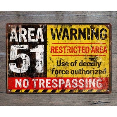 EA plechová cedule Area 51 - Warning - No Trespassing – Zboží Mobilmania