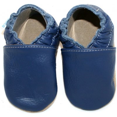 Babice kožené capáčky s koženou podrážkou modré – Sleviste.cz