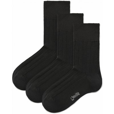 Vlnka 3 páry bavlněných ponožek se zdravotním lemem černá – Zbozi.Blesk.cz
